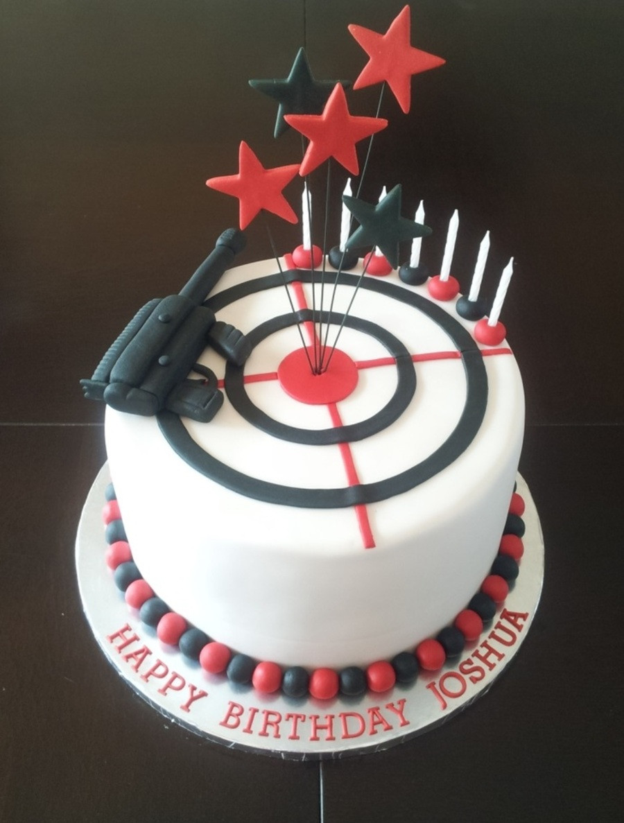 Laser Tag Birthday Cake
 Laser Tag Themed Boy s Birthday Cake CakeCentral