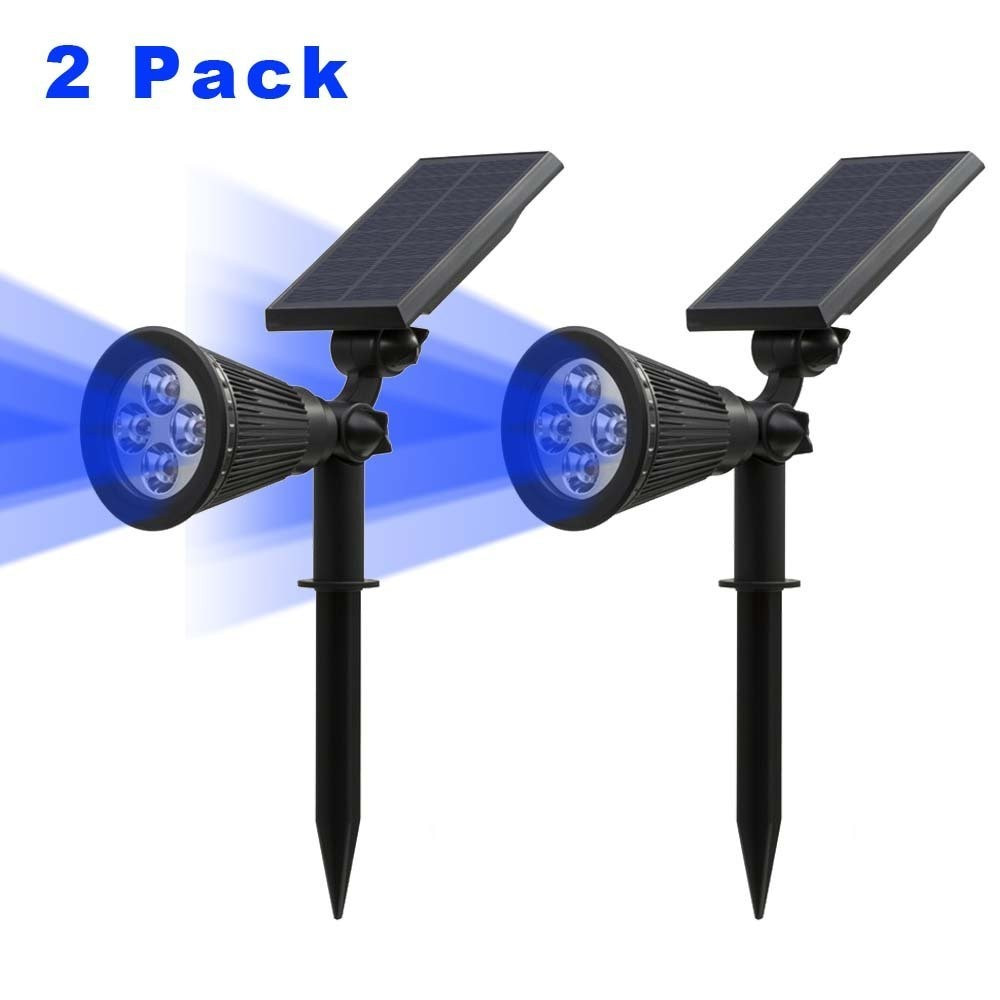 Led Landscape Spotlight
 T SUN 2 Pack Blue Solar Spotlights IP65 Waterproof 4 LED