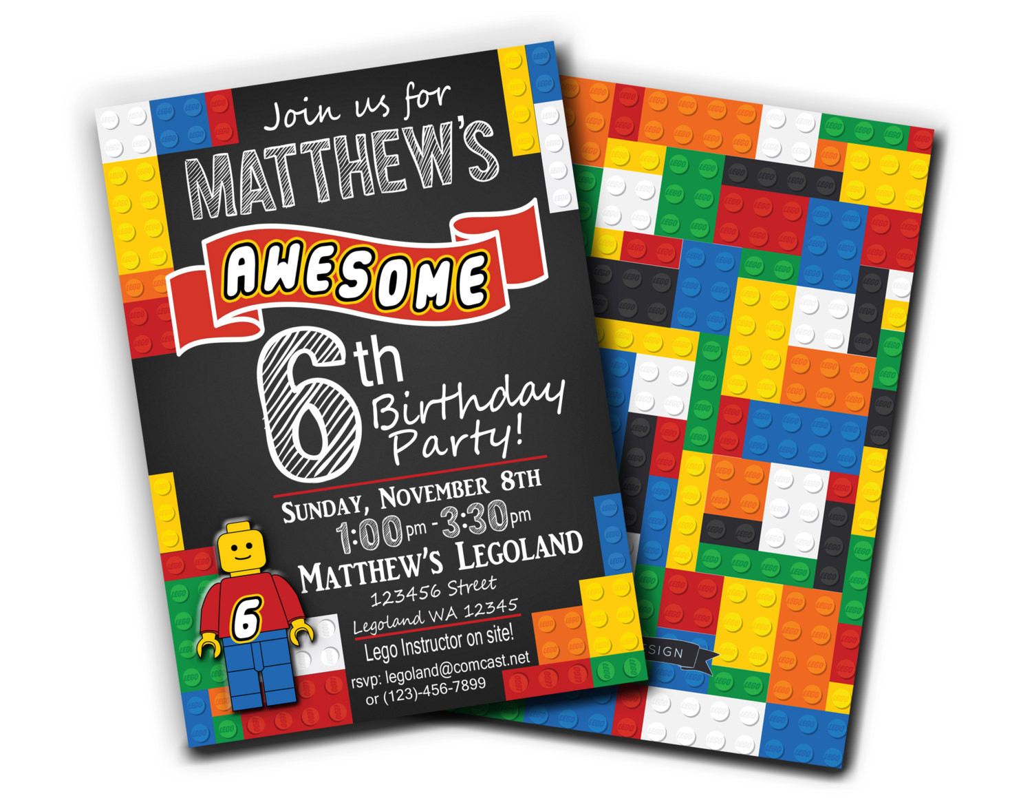 Lego Birthday Party Invitations
 Lego Birthday Invitation Printable by alovelydesignshop on