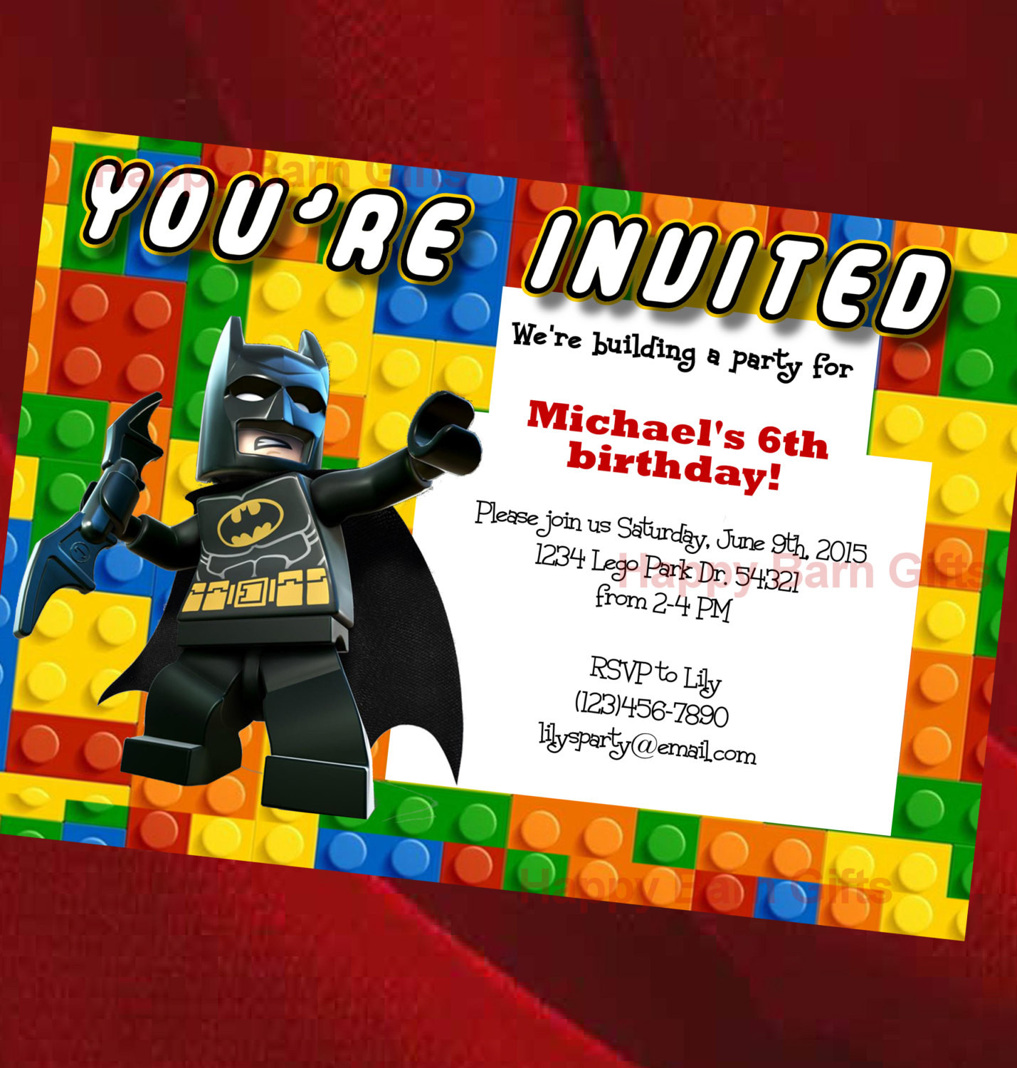 Lego Movie Birthday Invitations
 Lego Birthday Invitation Lego Movie Lego Batman by
