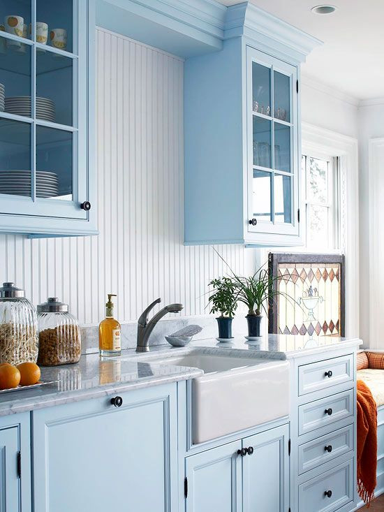 Light Blue Kitchen Backsplash
 25 Beadboard Kitchen Backsplashes To Add A Cozy Touch