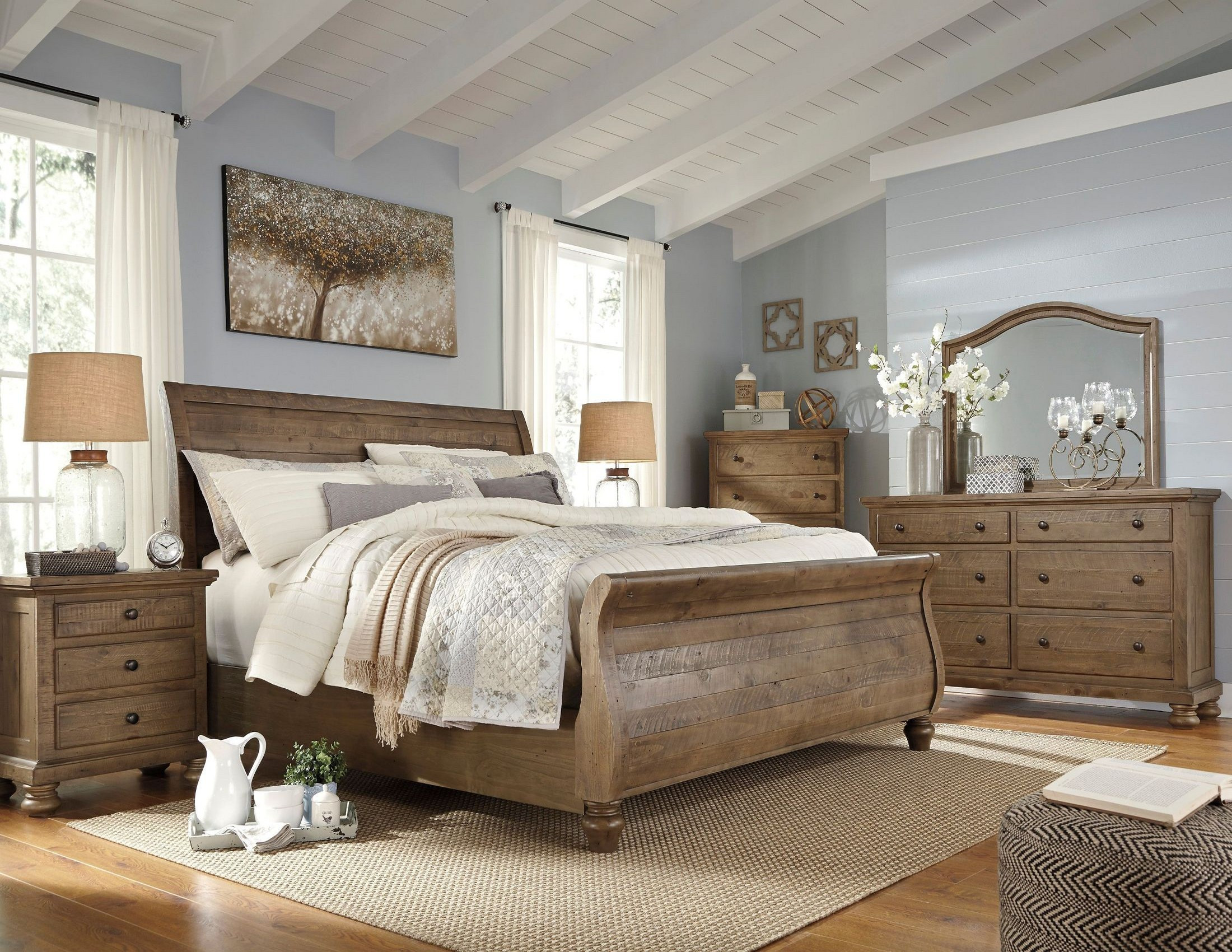 Light Brown Bedroom
 Trishley Light Brown Sleigh Bedroom Set from Ashley