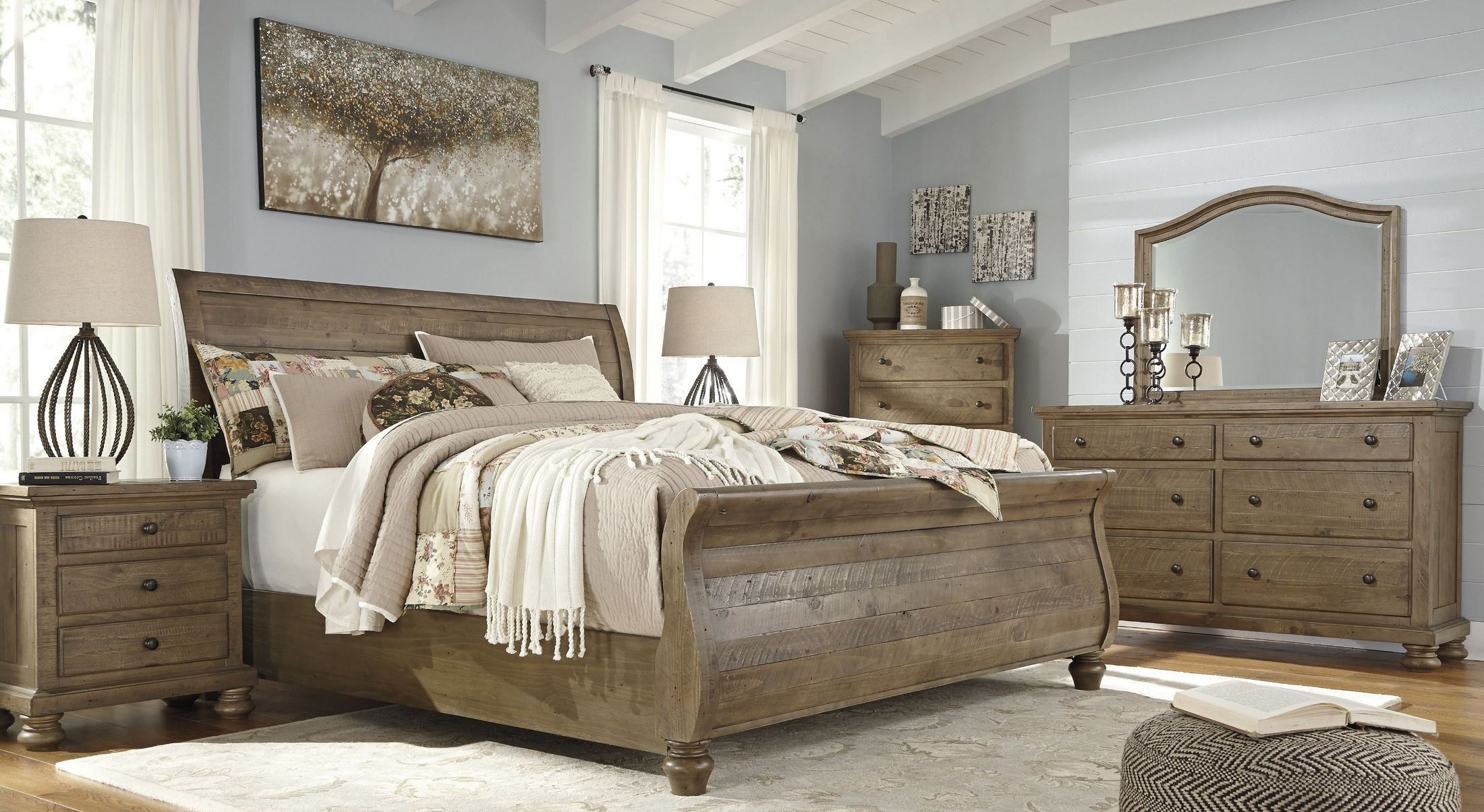 Light Brown Bedroom
 Trishley Light Brown Sleigh Bedroom Set B659 77 74 98 Ashley