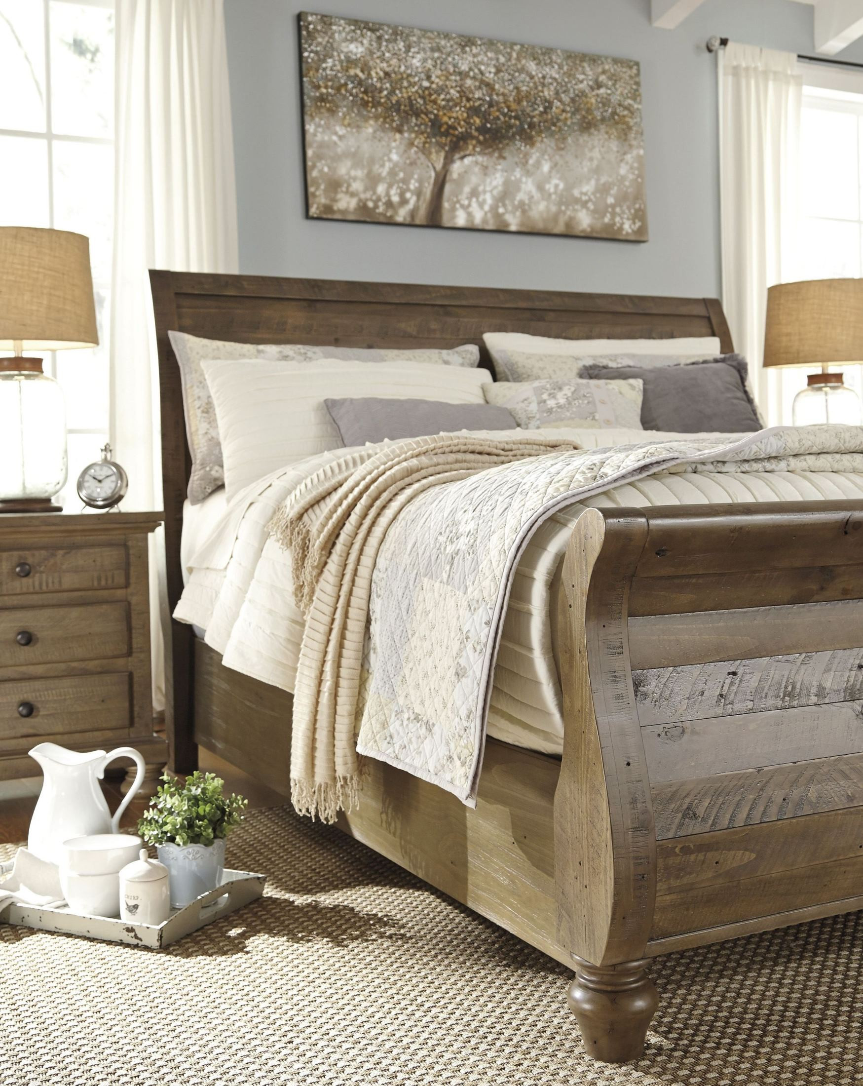 Light Brown Bedroom
 Trishley Light Brown Sleigh Bedroom Set B659 77 74 98 Ashley