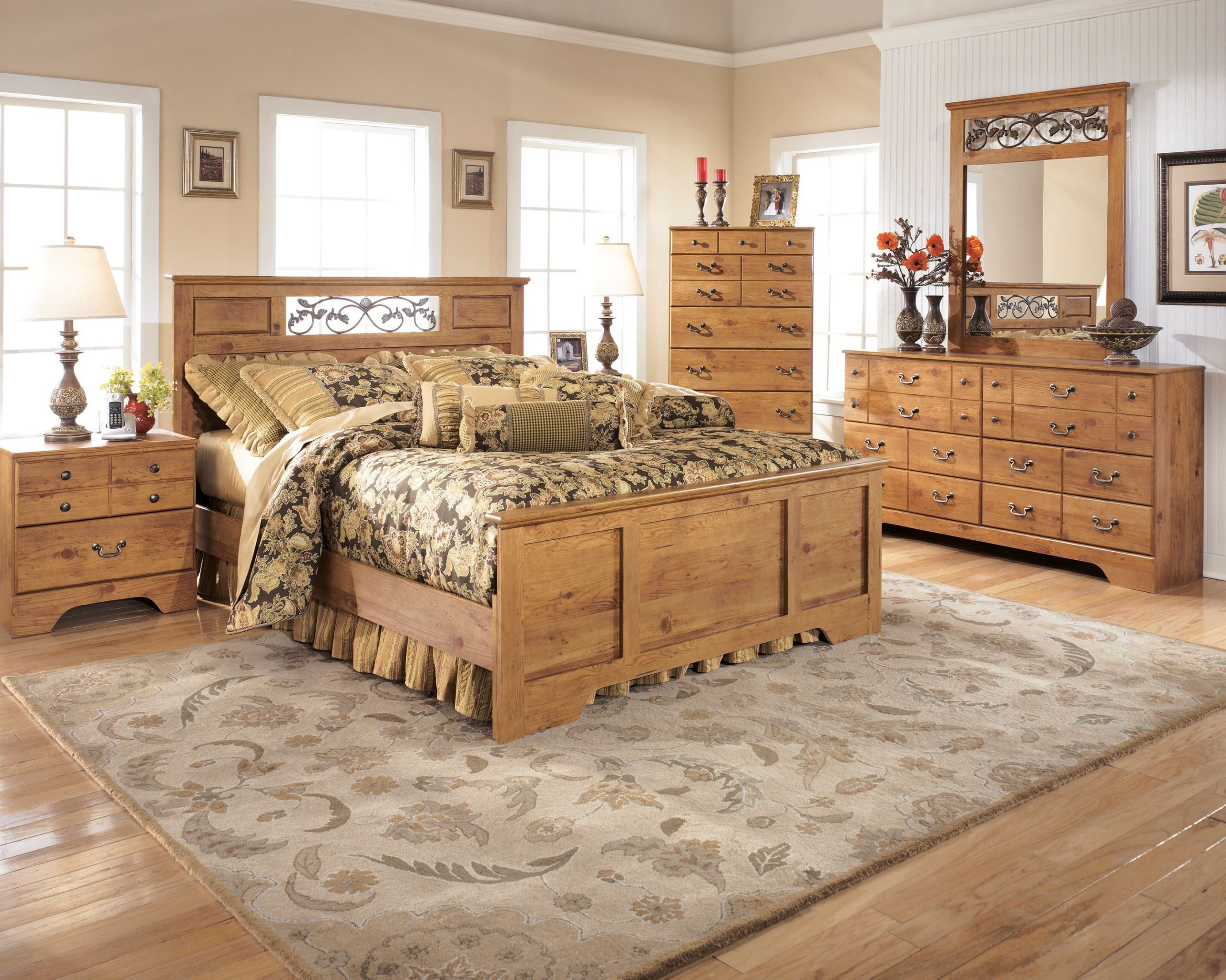 Light Brown Bedroom
 Bittersweet Light Brown 4 PC Queen Panal Bedroom Set B219