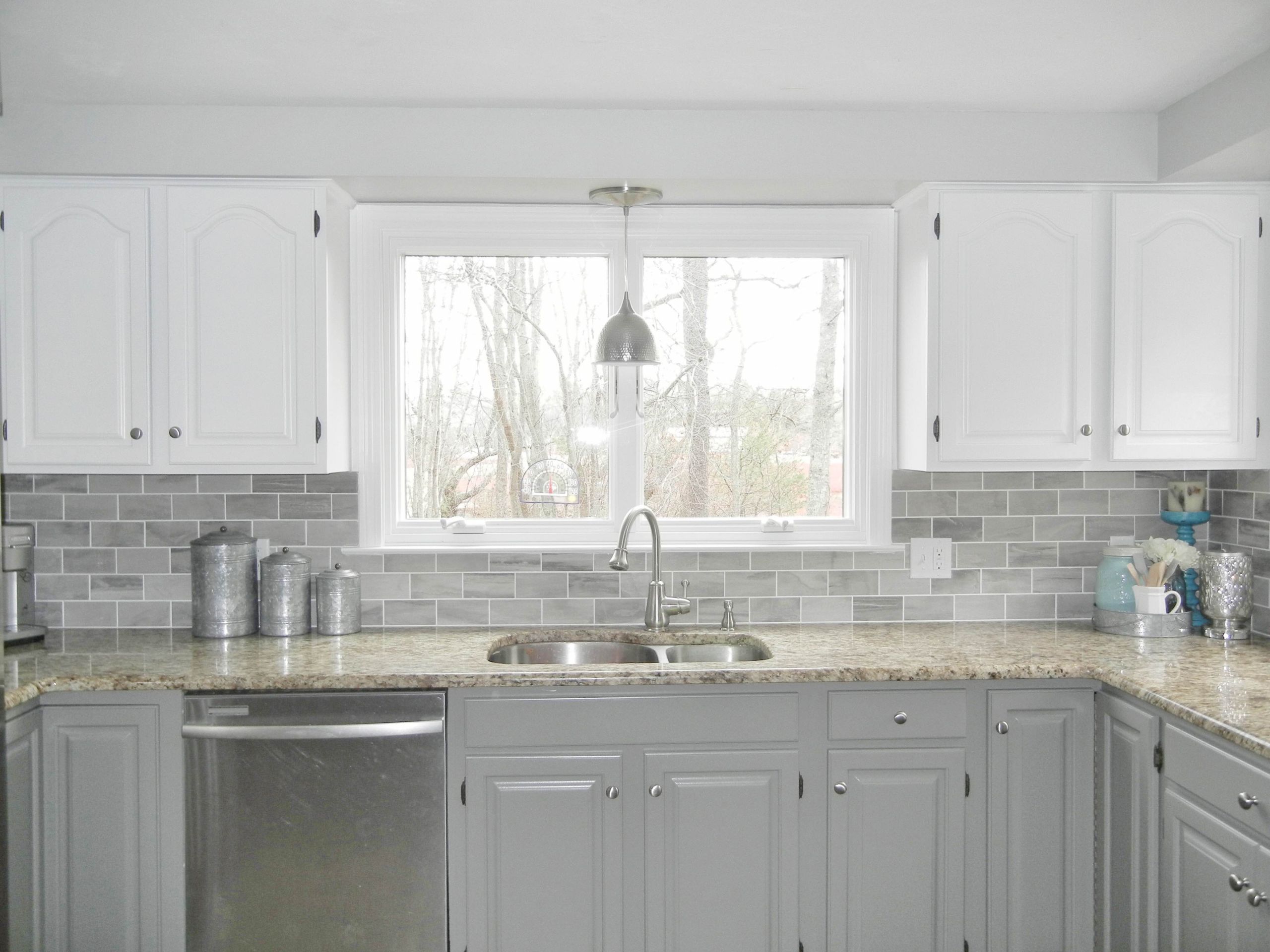 Light Gray Subway Tile Kitchen
 Our Oak Kitchen Makeover