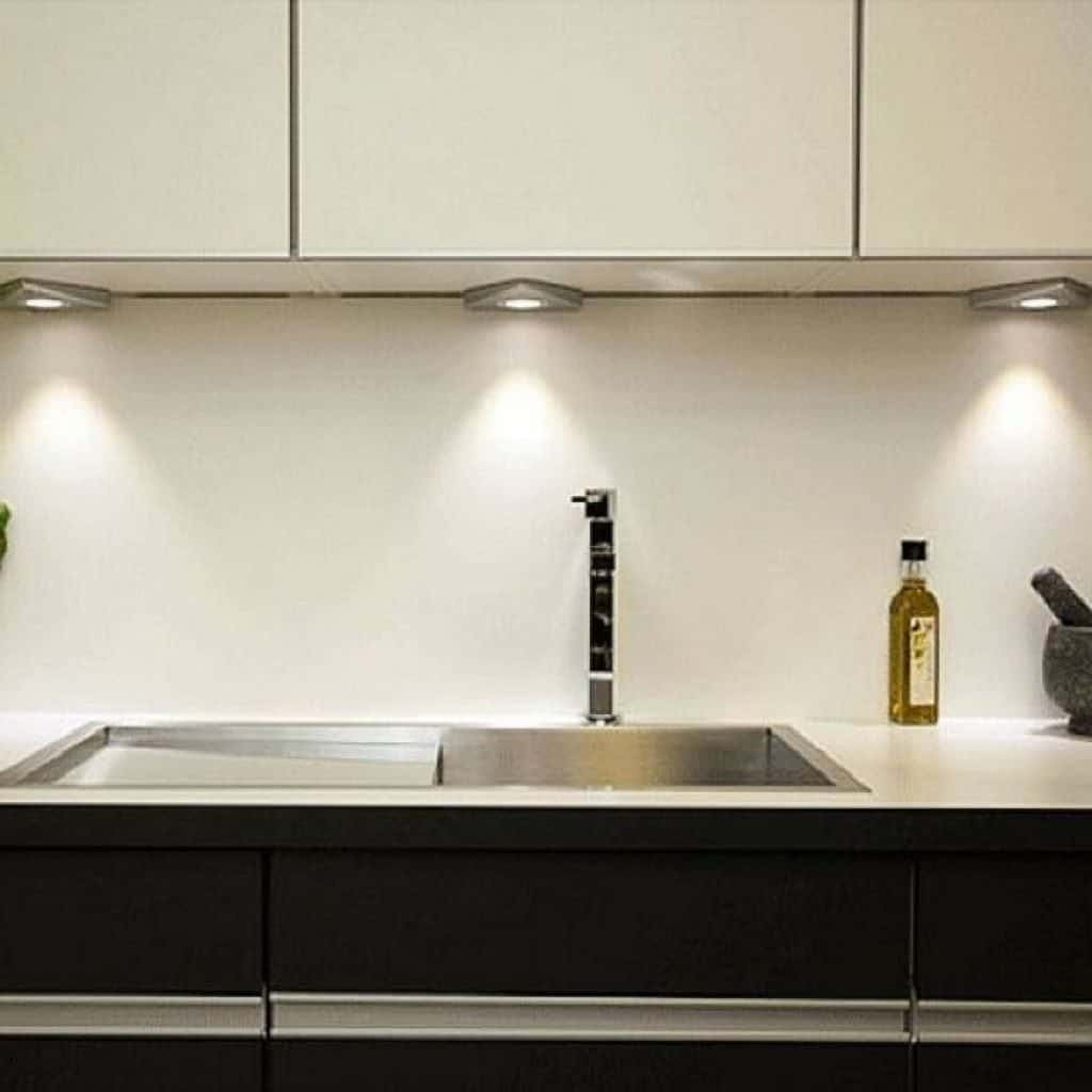 Lighting Underneath Kitchen Cabinets
 Contemporary Kitchen Designed With Undermount Sink And LED