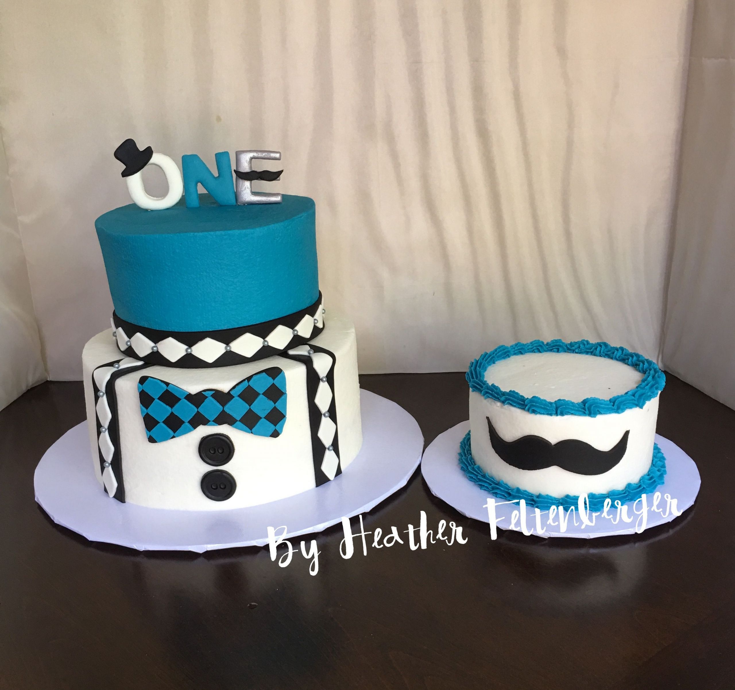 Little Man Birthday Cake
 Little Man 2 tier 1st birthday cake and smash cake