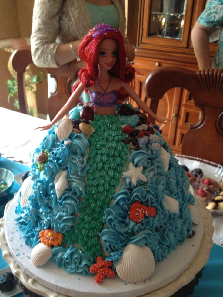 Little Mermaid Party Ideas Homemade
 Homemade little mermaid cake