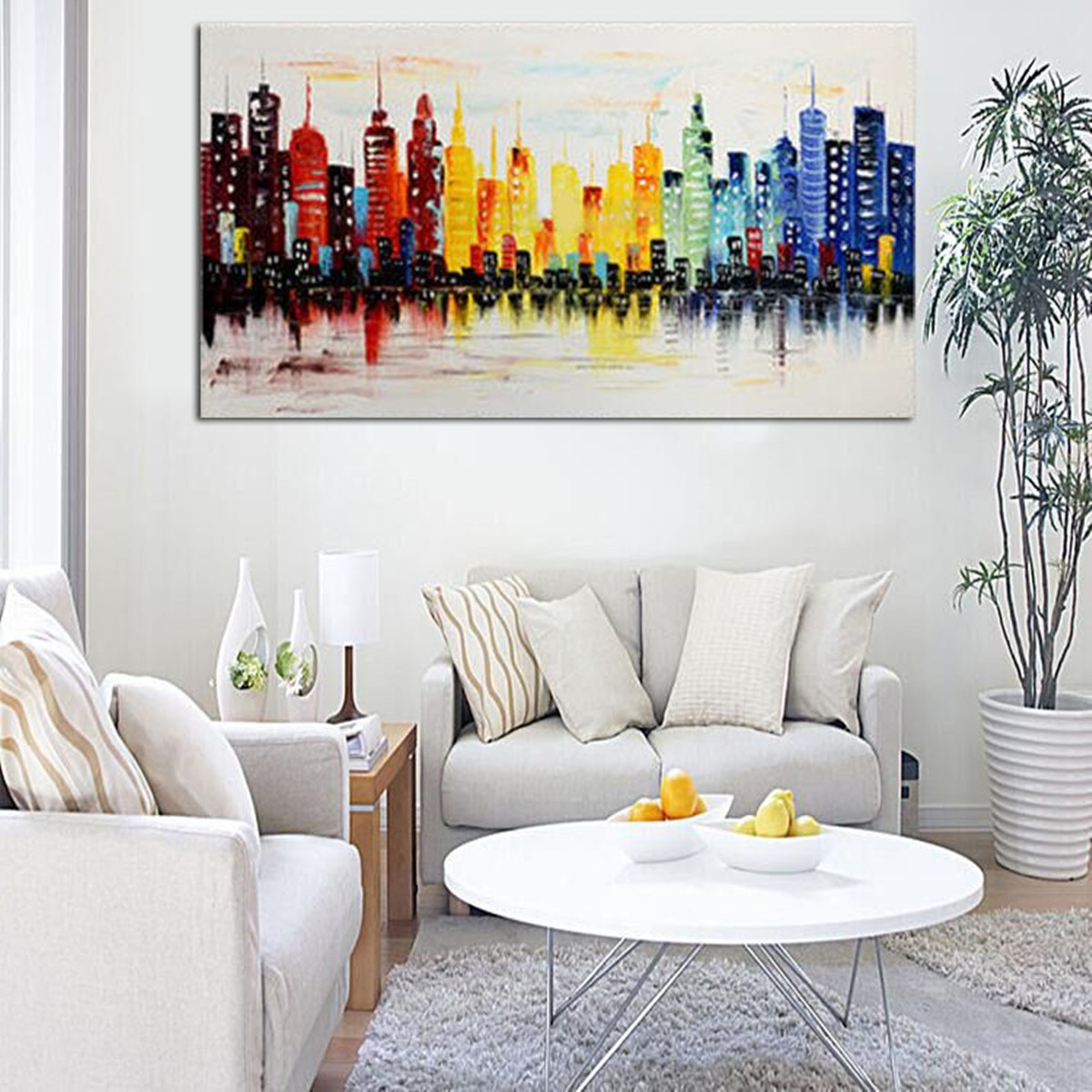 Living Room Canvas Wall Art
 120X60CM Modern City Canvas Abstract Painting Print Living