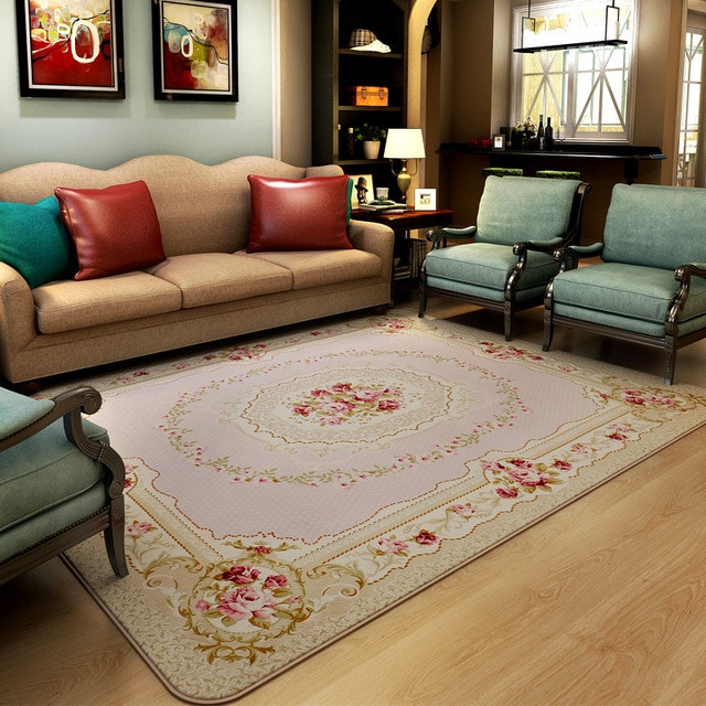 Living Room Carpet Rug
 200cm 240cm Romantic Pink Rose Rug For Living Room Elegant