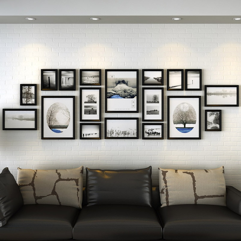 Living Room Photo Wall
 metope 18 pcs set photo wall photo frame living room