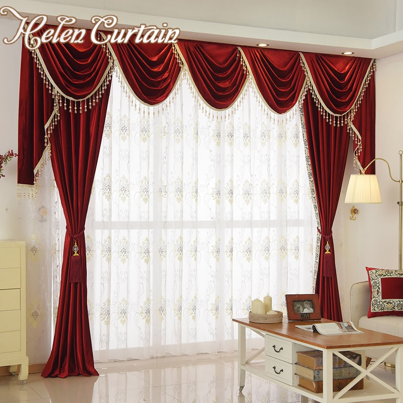 Living Room Red Curtains
 Aliexpress Buy Helen Curtain Set Luxury Velvet Red