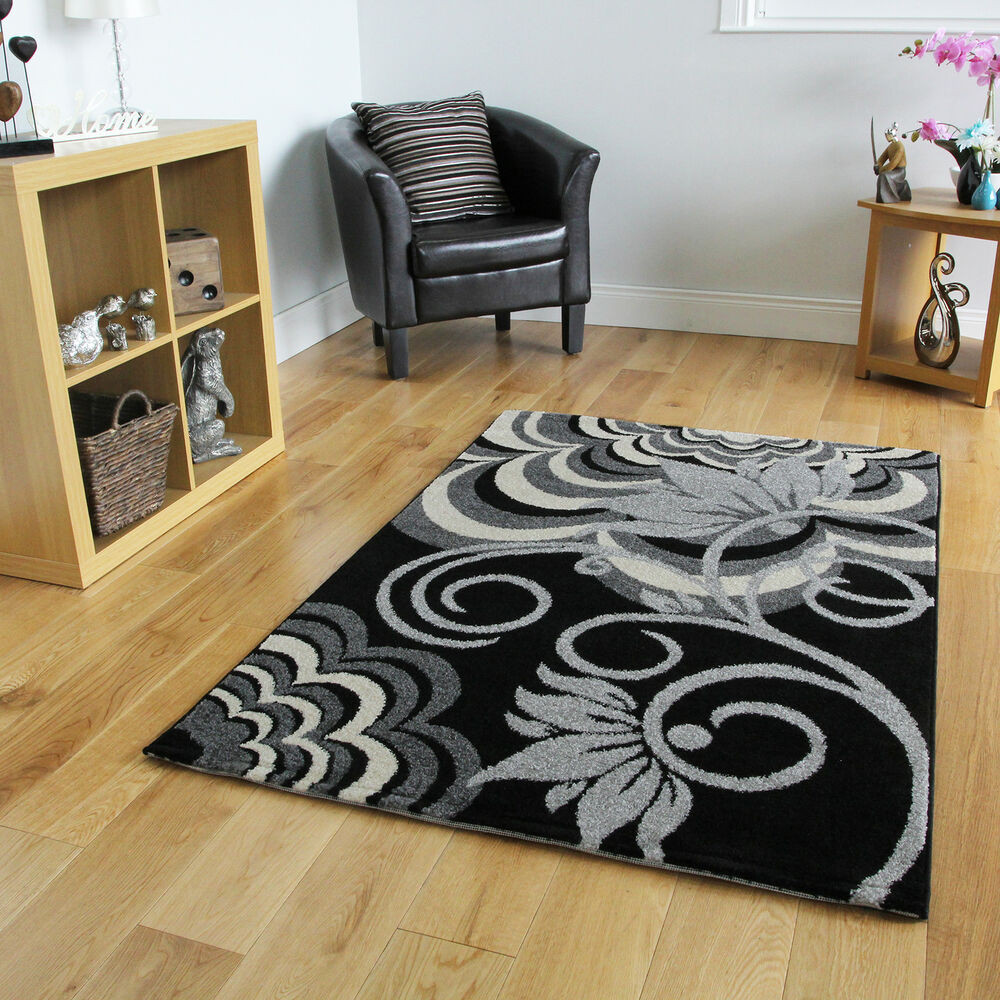 Living Room Rugs Modern
 Black Small Rugs Floral Modern Rugs Easy Clean Soft