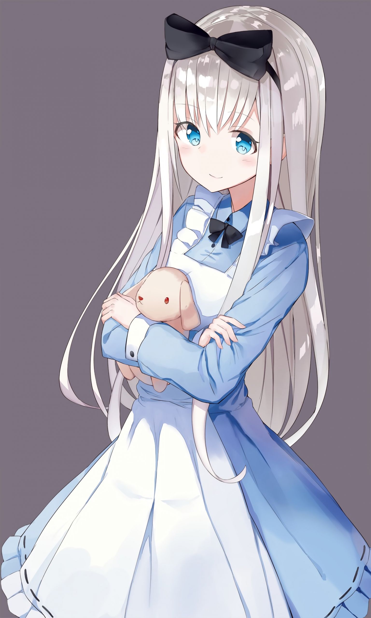 Long Anime Hairstyles
 long hair Blue eyes Anime Anime girls Dress Gray hair