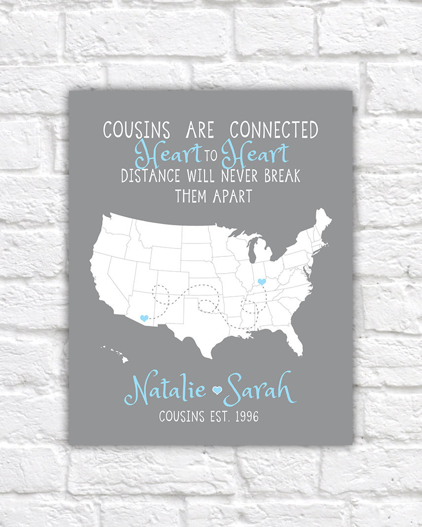 Long Distance Family Quotes
 Cousin Gift Christmas Gift for Long Distance Family Cousins