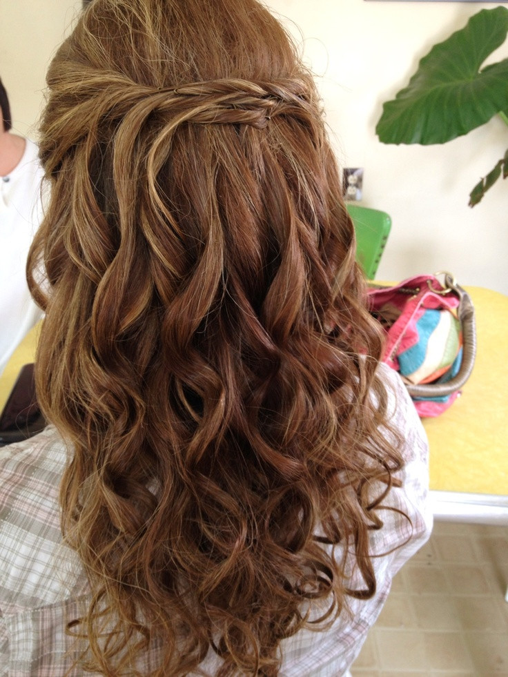 Loose Curl Prom Hairstyles
 Loose curls with half up micro french twist Bridal updo