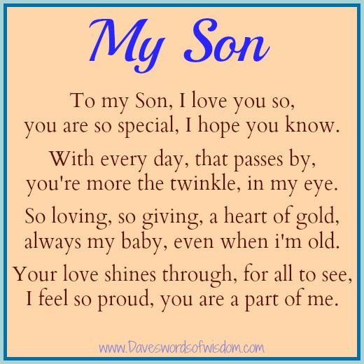 Love Quotes For Son
 Daveswordsofwisdom My Son