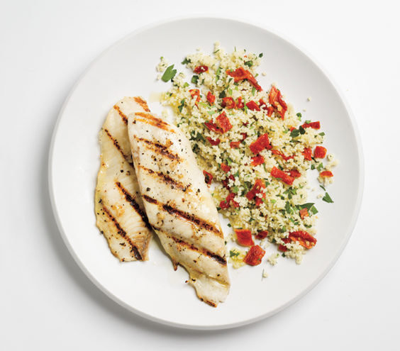 Low Cal Dinners For Two
 Garlicky Grilled Tilapia With Couscous