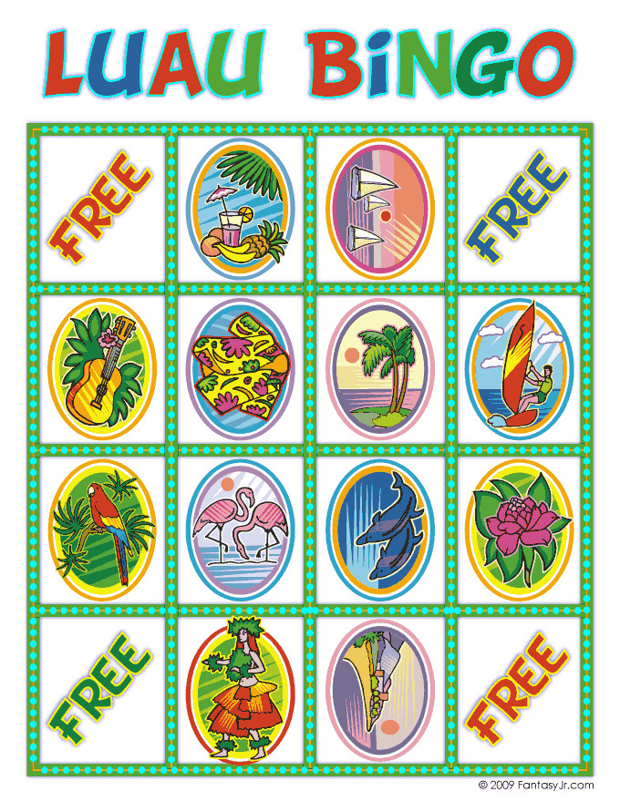 Luau Party Games For Kids
 Luau Bingo Card 10