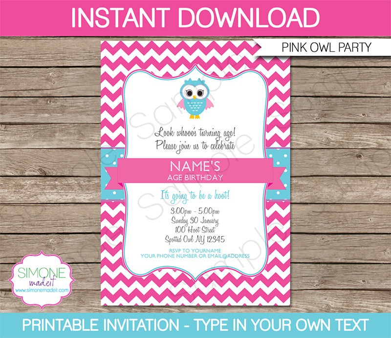 Make Your Own Birthday Invitations Free Printable
 Owl Party Printables Owl Birthday Party