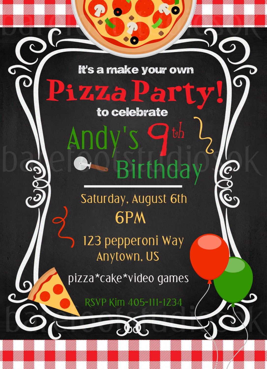 Make Your Own Birthday Invitations Free Printable
 Pizza Party Invitation Pizza Party Printable Birthday