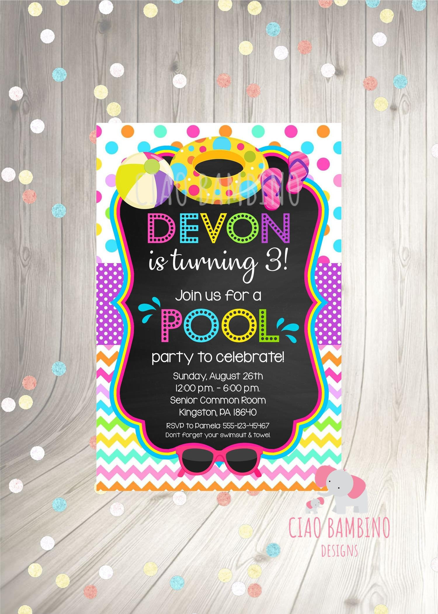 Make Your Own Birthday Invitations Free Printable
 PRINTABLE Pool Party Invitation Print Your Own Girls