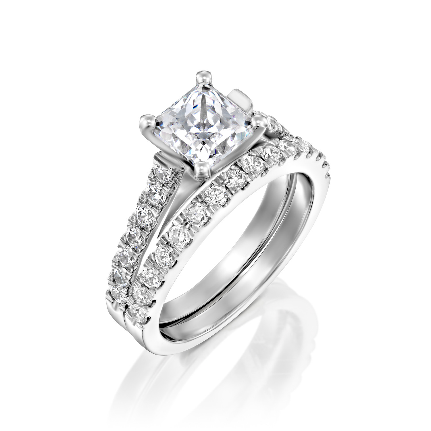 Man Made Diamond Engagement Ring
 2 13 Ct Princess Man Made Diamond Engagement Ring Set 14k