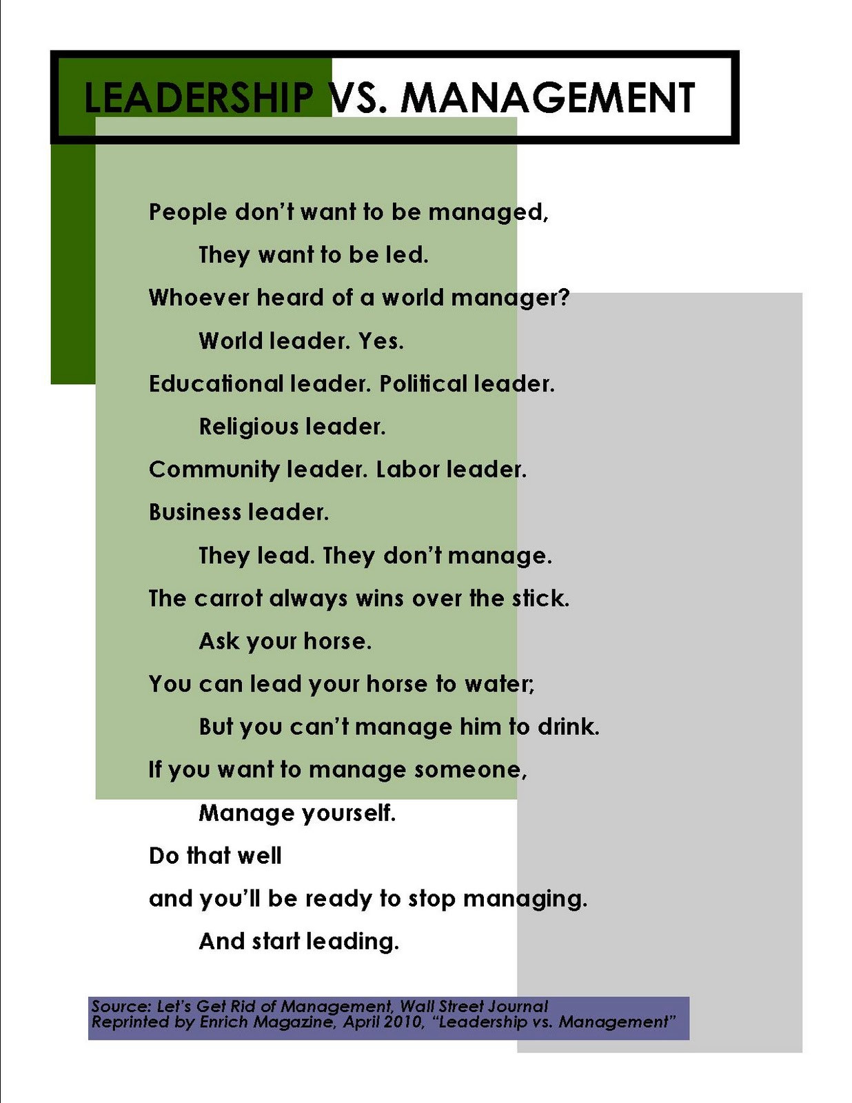 Manager Quotes Leadership
 Leadership Vs Management Quotes QuotesGram