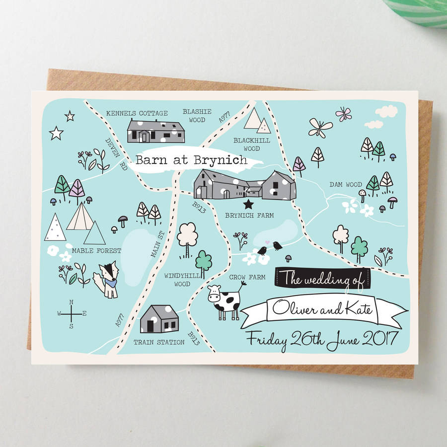 Maps For Wedding Invitations
 bespoke illustrated map wedding invitation by paper and