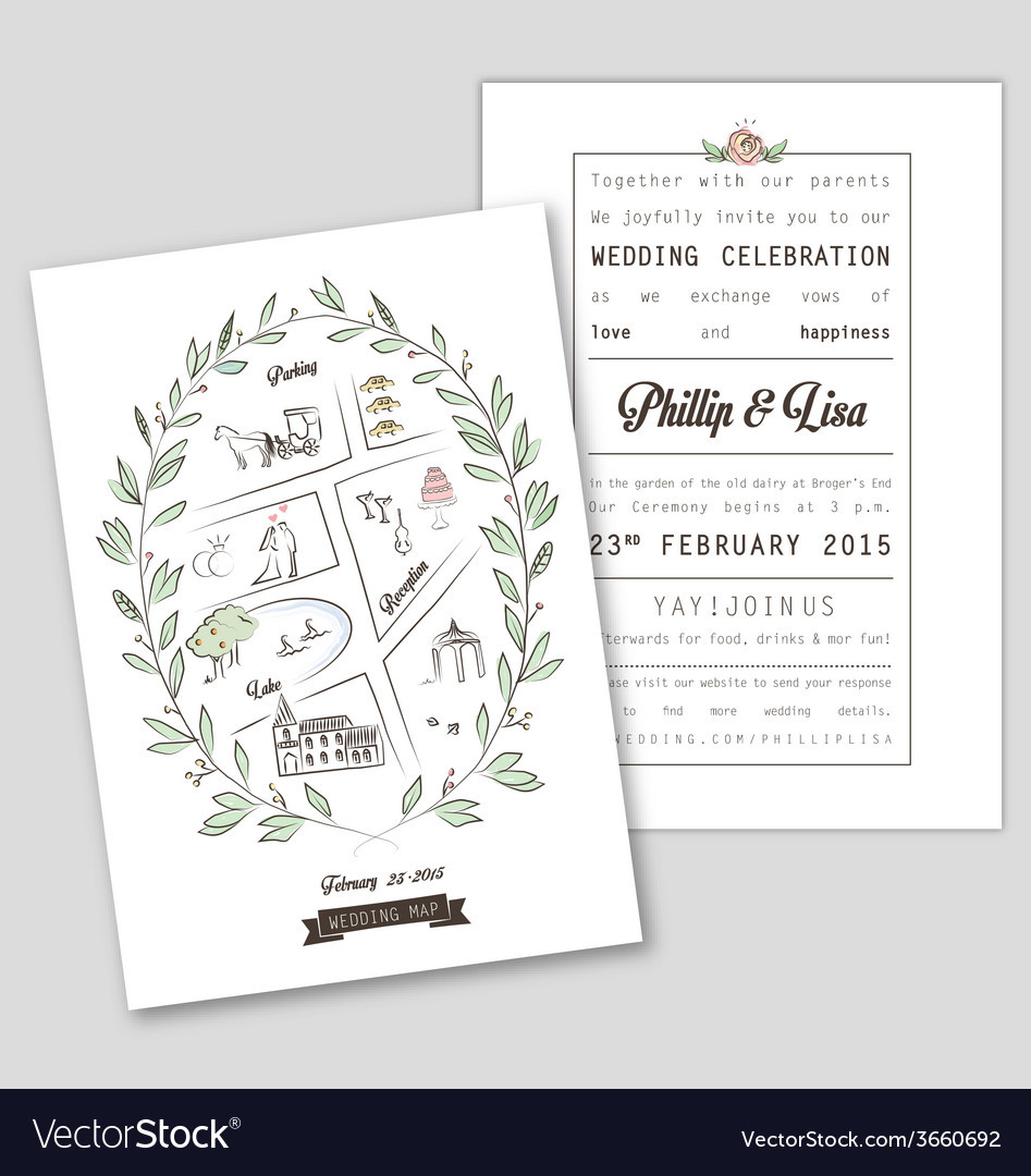 Maps For Wedding Invitations
 WEDDING INVITATION TEMPLATE WITH MAP Royalty Free Vector