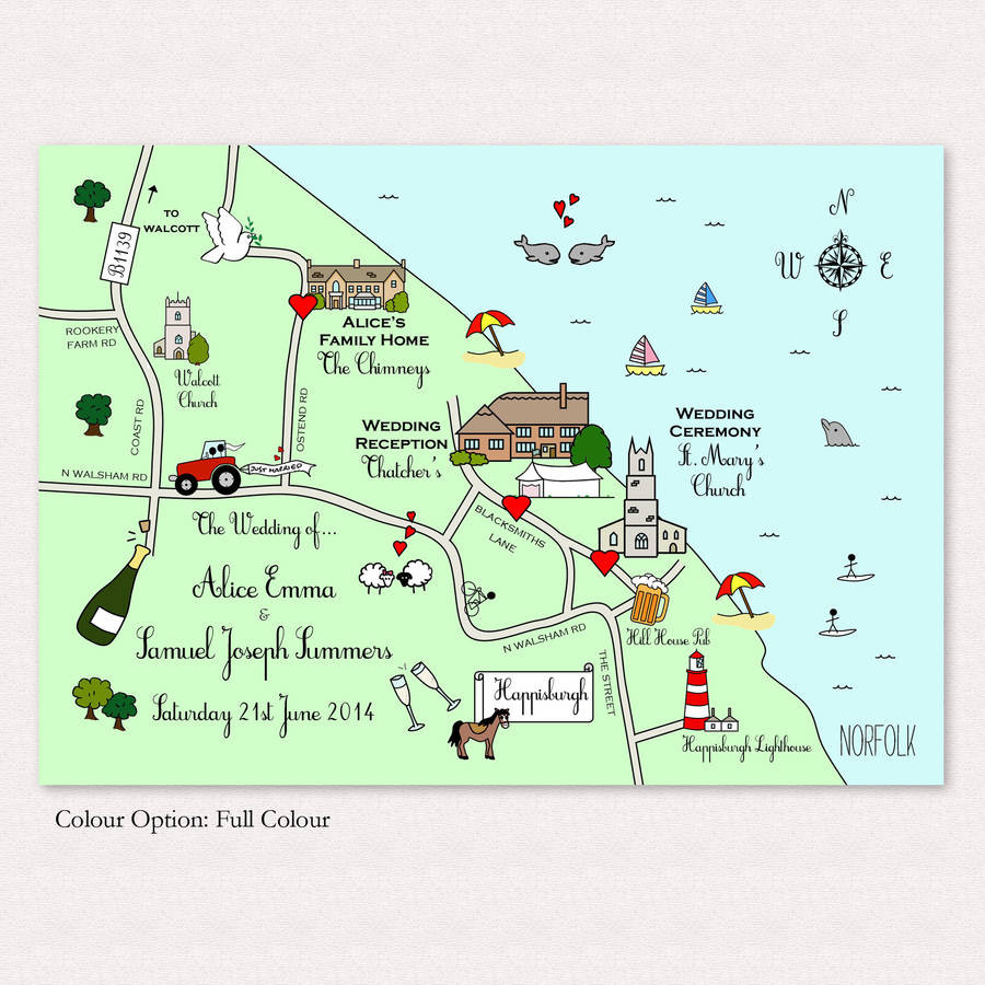 Maps For Wedding Invitations
 Illustrated Map Wedding Party Invitation By Cute Maps