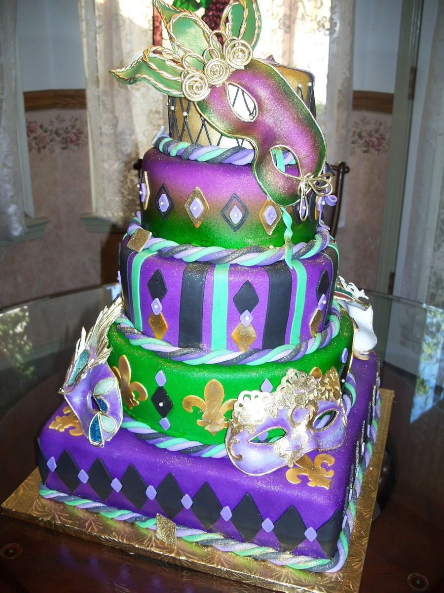 Mardi Gra Birthday Cake
 15Th Birthday Mardi Gras Quinceanera Cake CakeCentral