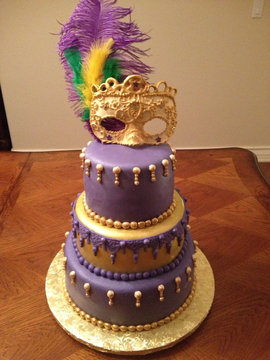 Mardi Gra Birthday Cake
 Mardi Gras Theme Birthday Cake Gum Paste Mask Non Edible