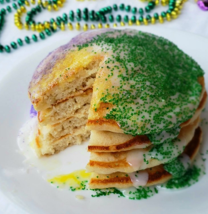 Mardi Gras Pancakes
 King Cake Pancakes for Mardi Gras and Fat Tuesday