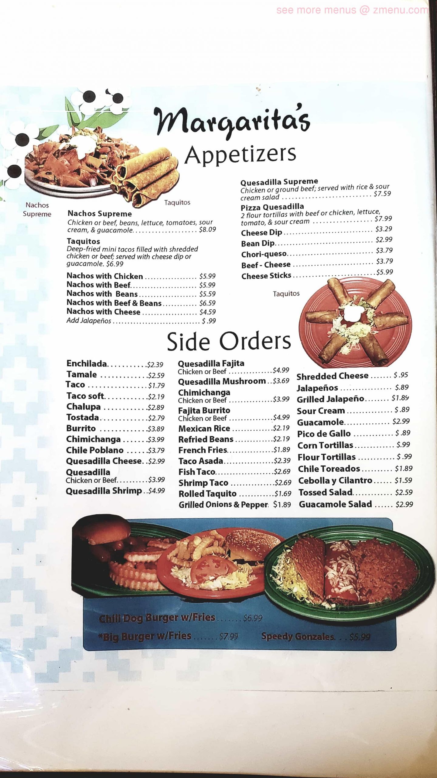 Margaritas Mexican Restaurant Menu
 line Menu of Margaritas Restaurant Middlebury Indiana