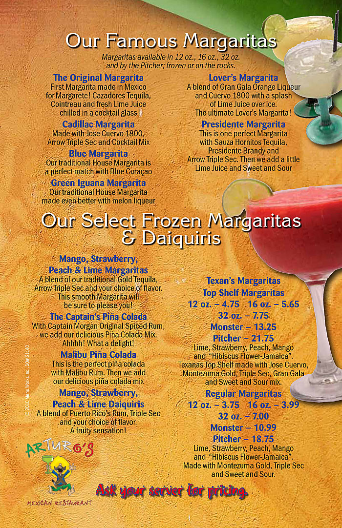 Margaritas Mexican Restaurant Menu
 New Bern NC Authentic Mexican Cooking