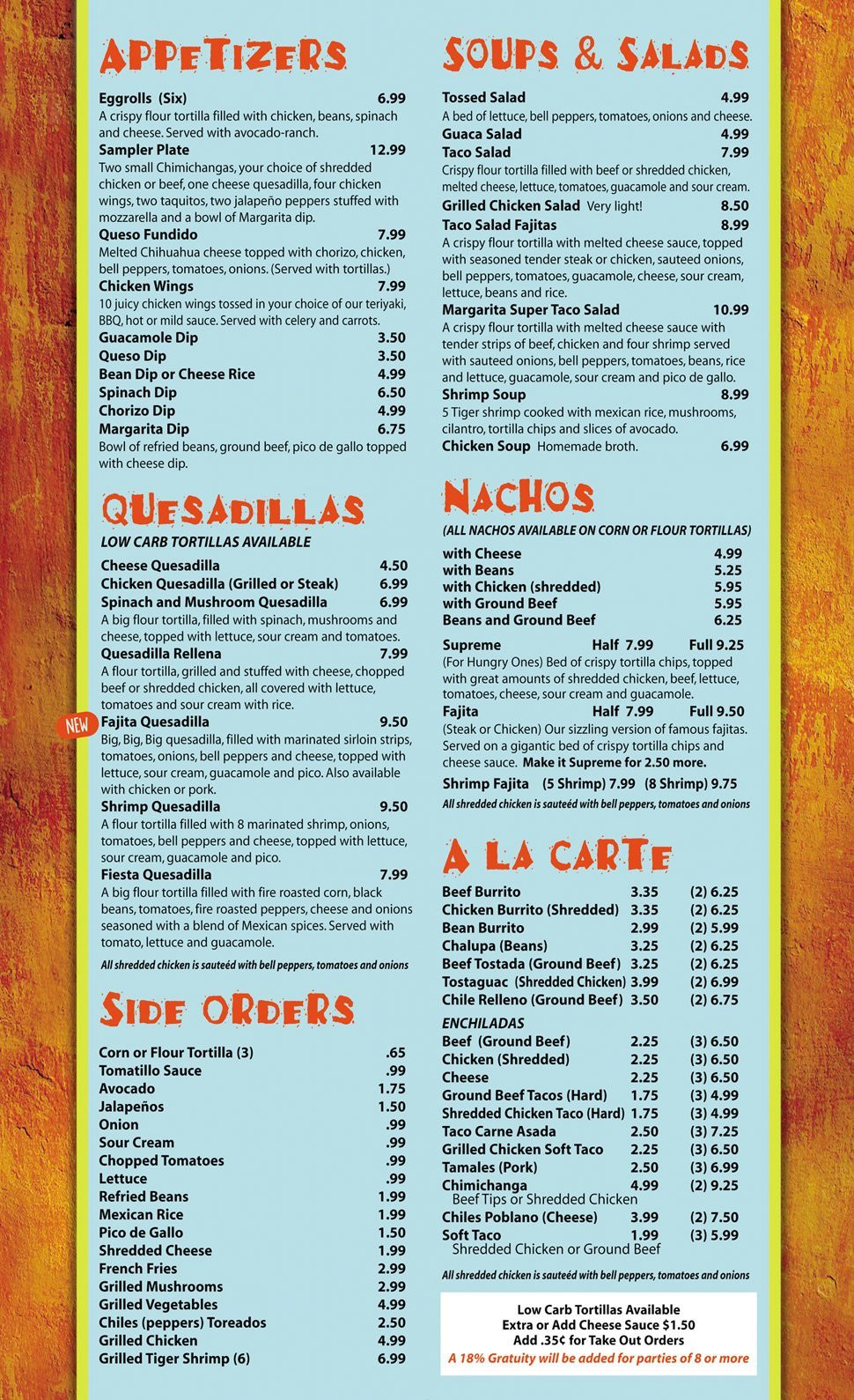 Margaritas Mexican Restaurant Menu
 Margaritas Mexican Restaurant Menu