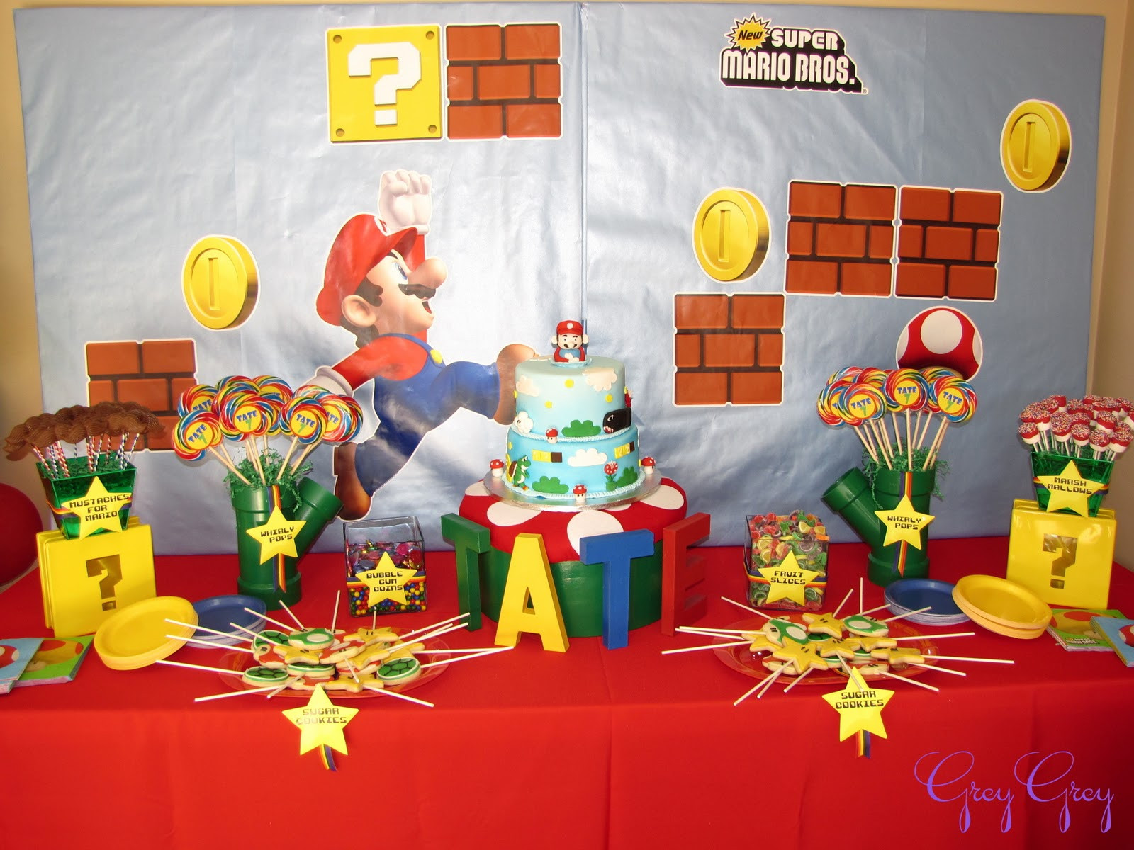 Mario Bros Birthday Party
 GreyGrey Designs My Parties Super Mario Birthday Party