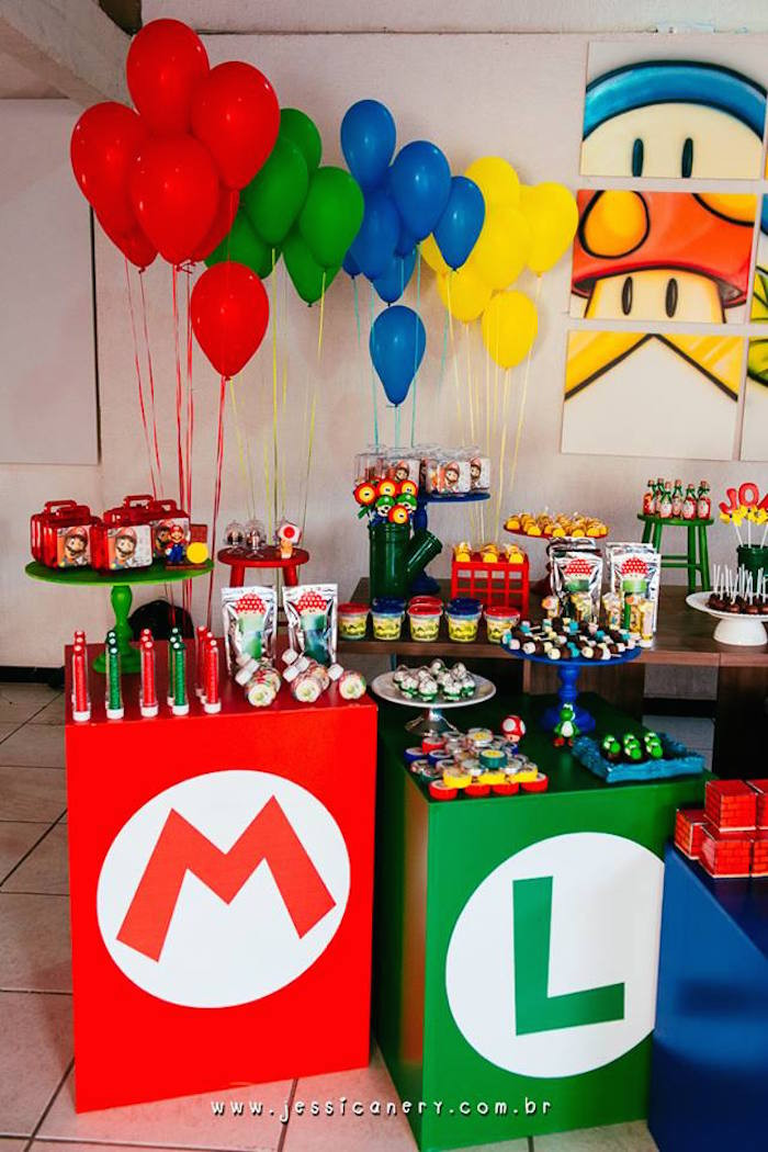 Mario Bros Birthday Party
 Kara s Party Ideas Super Mario Brothers Birthday Party via