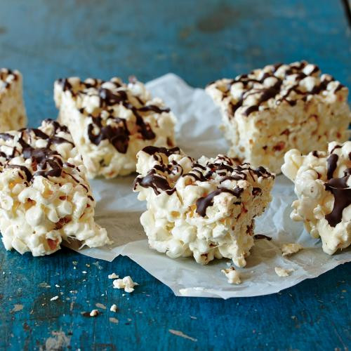 Marshmallow Recipes For Kids
 Marshmallow Popcorn Treats with Dark Chocolate Drizzle