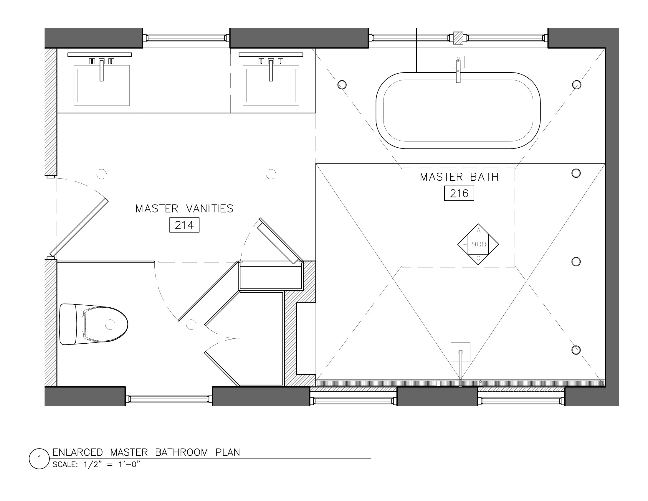 Master Bathroom Floor Plan
 White Master Bath