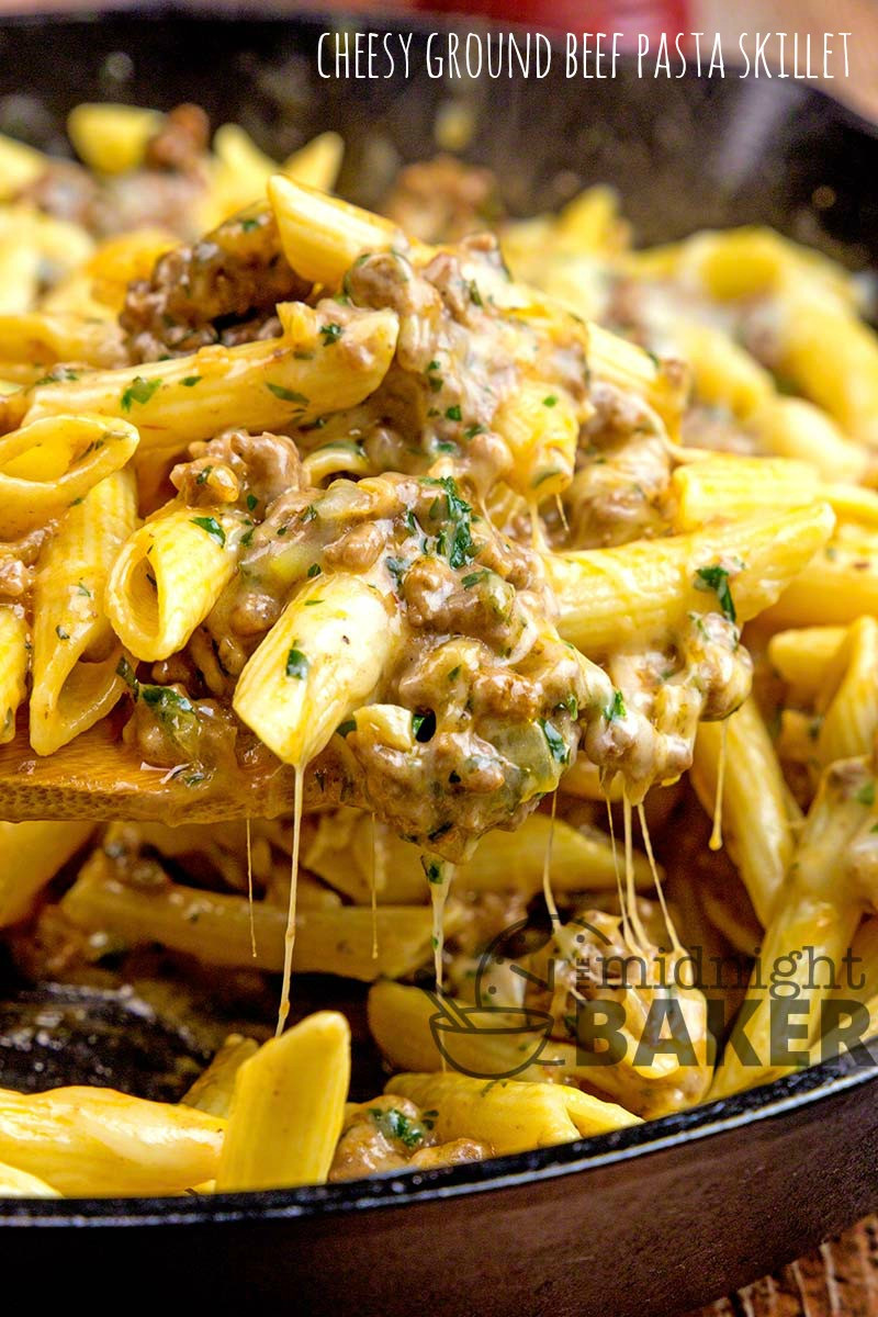 Meal With Ground Beef
 Cheesy Ground Beef Pasta Skillet The Midnight Baker