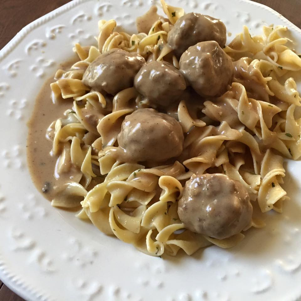 Meatballs With Egg Noodles
 Swedish Meatballs Over Buttered Egg Noodles