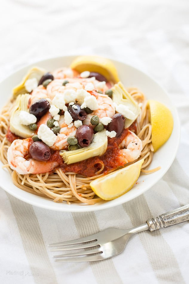 Mediterranean Shrimp Pasta
 Mediterranean Shrimp Pasta Whole Wheat Plating