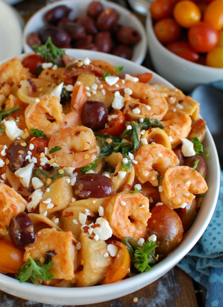 Mediterranean Shrimp Pasta
 e Pot Mediterranean Shrimp Pasta with Lactose Free