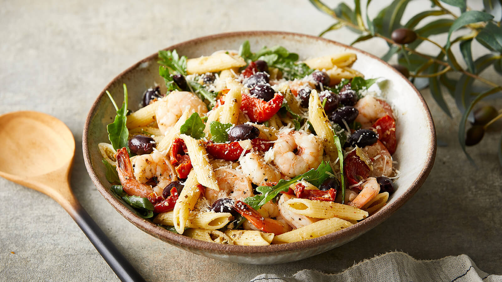 Mediterranean Shrimp Pasta
 Mediterranean Pasta Salad with Arugula and Shrimp