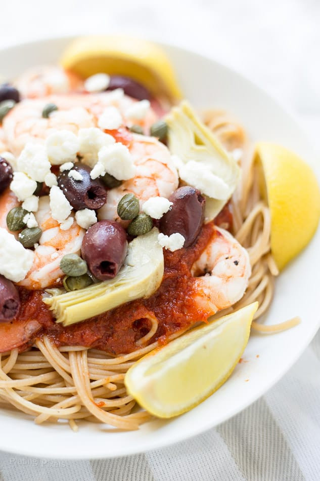 Mediterranean Shrimp Pasta
 Mediterranean Shrimp Pasta Whole Wheat Plating