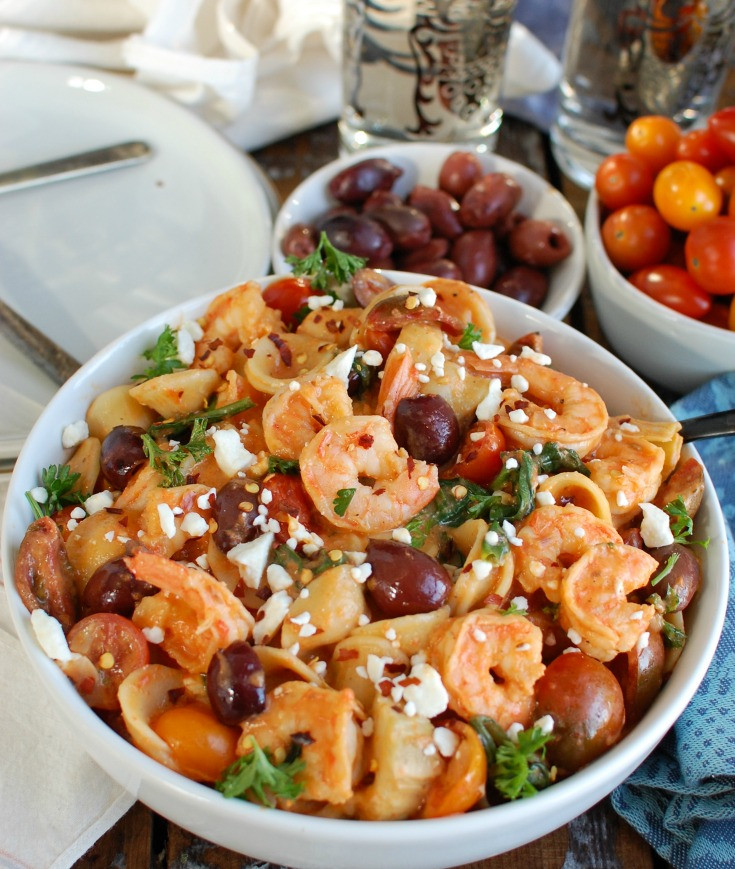 Mediterranean Shrimp Pasta
 e Pot Mediterranean Shrimp Pasta with Lactose Free