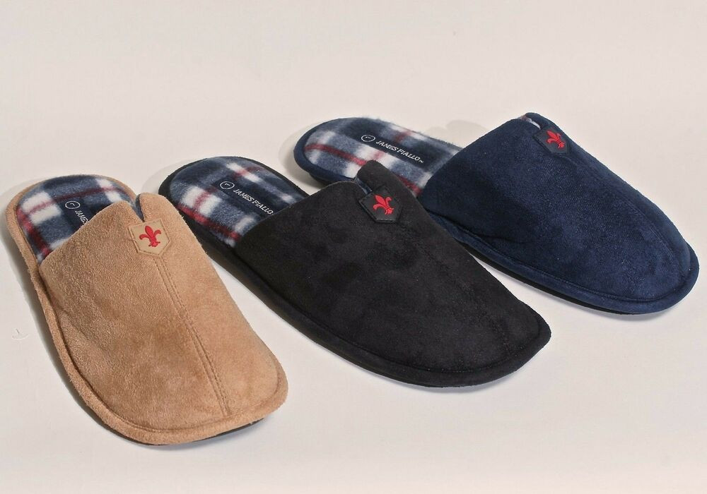 Mens Bedroom Slippers
 New Men s Faux Leather w Soft Plaid Inner Bedroom House